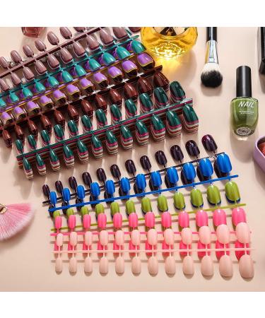 888 Colorful Short Oval False Nails Full Cover Coffin Press on Artificial Fake Nail - 37 Sets Assorted Colors - Buy Online on GoSupps.com