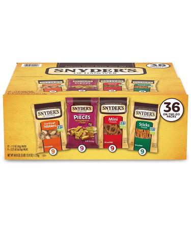 Snyder's of Hanover Pretzels Variety Pack 4 Flavors - 36 Individual Snack Bags - Buy Online on GoSupps.com