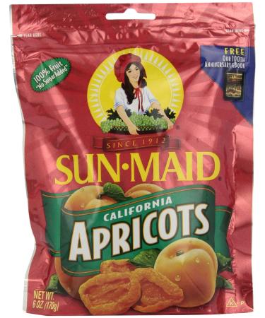 Sun-Maid California Apricots | 6 Ounce | Whole Natural Dried Fruit | No Artificial Flavors | Non-GMO 6 Ounce (Pack of 1) California Apricot