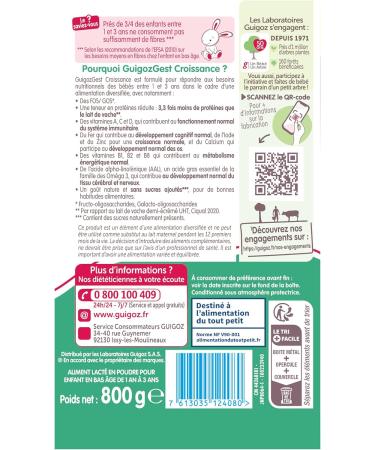 GUIGOZ GUIGOZGest 3 Lait de croissance en poudre de 1 3 ans - Bo te de 800g (Lot de 3) 800 g (Lot de 3) - Buy Online on GoSupps.com