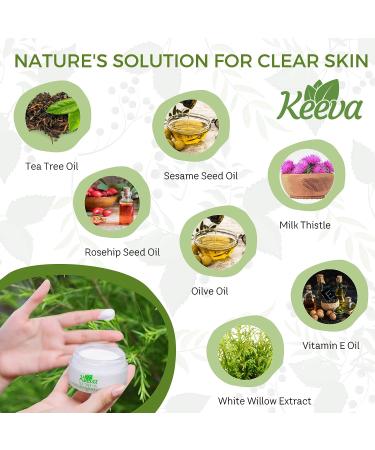 Keeva Organics Acne Treatment Cream with Secret Tea Tree Oil Formula - Fight Breakouts, Spots, Cystic Acne & Scars - Results in Days, No Dry Skin (6oz) - Buy Online on GoSupps.com