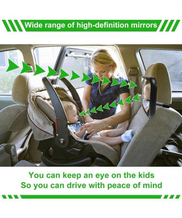 360 Rotatable Car Baby Mirror - Large Vision Back Seat Mirror with Metal Clip for Most Cars (25x16.5cm) - Buy Online on GoSupps.com
