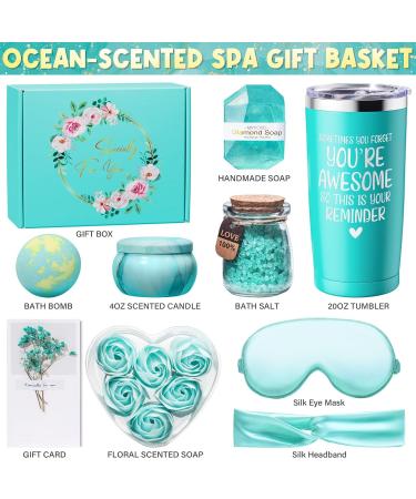 Birthday Gifts for Women Friendship Ocean Relaxing Spa Gifts Basket for Women Self Care Gifts Thank You Gifts Bath Set Valentines Day Gifts for Mom Her Best Friend Wife Sister Coworker Nurse Teacher Mint Green-Ocean - Buy Online on GoSupps.com