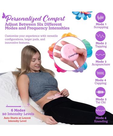 Crampology Relief Pink-Period Cramps Pain Relieving Device Cramp Massager for Menstrual and Lower Back Ache Reduces Endometriosis Discomfort PMS TENS Unit Wireless or Wired Natural Cycle Support - Buy Online on GoSupps.com