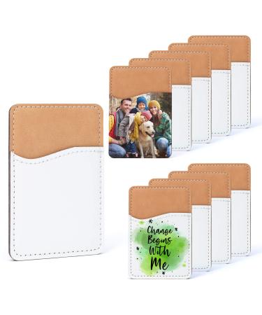 RYTOO Sublimation Blanks Phone Wallet - PU Leather Card Holder for Back of Phone Stick on iPhone Android HTV Friendly DIY Blanks for Vinyl Projects (White PU Leather)