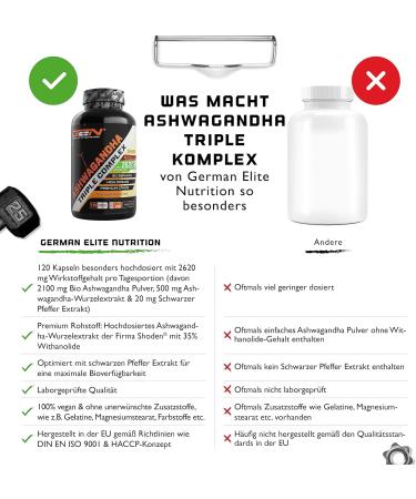 Ashwagandha Triple Extract Complex - Premium 2620mg | Ultra High Dose Shoden Withanolides + Organic Powder & Piperine | Vegan 120 Capsules - International Shipping - Buy Online on GoSupps.com