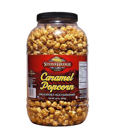 Stonehedge Farms Caramel Flavored Popcorn - 32 Ounce Tub - Reclosable Container - Deliciously Old Fashioned - Made in the USA - Gluten Free Caramel(Most Popular)