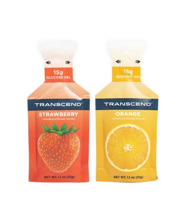 Transcend Foods Strawberry + Orange Gels (1.1 oz Pack of 10) Fast-Acting Carb Gel Strawberry and Orange Flavor Caffeine Free Gluten Free