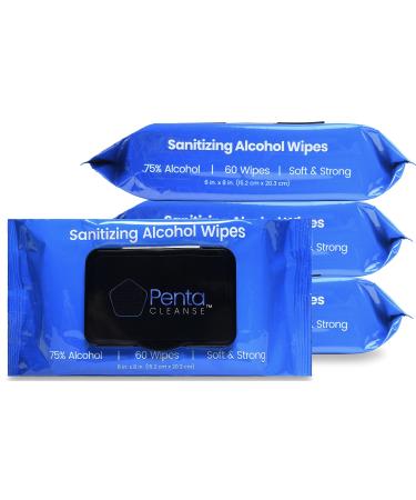 PentaCleanse Advanced 75% Alcohol Hand Wipes - Sanitizing Cleaning FDA REGISTERED PHARMACIST DEVELOPED Moisture Seal Package Size 6 x 8 Inch (15.2 x 20.3 cm) 4 Pack (240 Wipes Total) - Buy Online on GoSupps.com