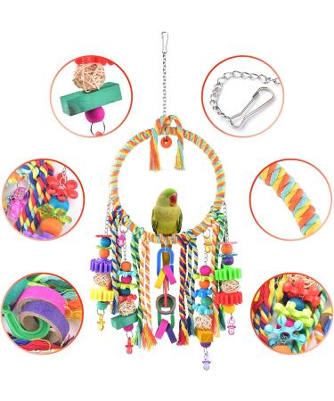 Katumo Bird Swing Toy with Colorful Chewing Toys for Lovebirds, Finches, Parakeets, Budgerigars, Conures & More | Small Bird Perch - Buy Online on GoSupps.com