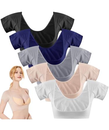 5 Pcs Underarm Sweat Vest Breathable Underarm Sweat Pads Armpit Sweat Proof Shirt Washable Armpit Sweat Pads for Women Girls Ladies  5 Colors (Large)