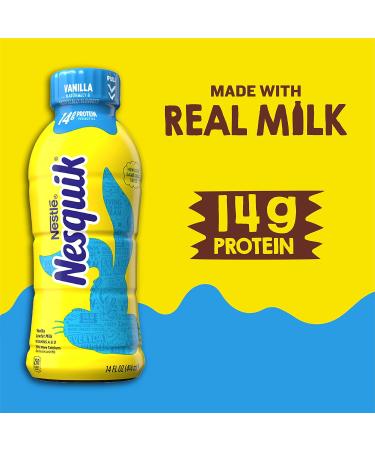 Nestle Nesquick Flavored Low fat Milk VITAMIN A&D - Vanilla - 14 Ounce Bottles 12 Pack - Buy Online on GoSupps.com
