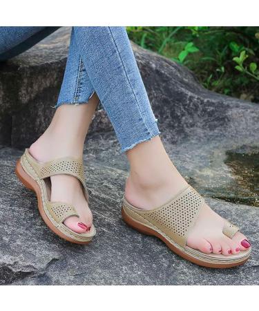 Stylish Bunion Flip Flops for Plantar Fasciitis Women - Arch Support Sandals for Hallux Valgus - Lightweight Orthopedic Slippers - Size 5.5 Beige - Buy Online on GoSupps.com