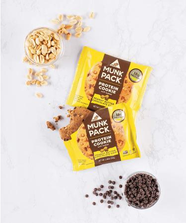 Munk Pack Protein Cookie - Peanut Butter Chocolate Chip - 6 Pack | 18g Protein | Vegan & Gluten-Free | Soft Baked 2.96oz - Buy Online on GoSupps.com