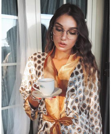 Cyxus Blue Light Filter Glasses for Women | Cat Eye & Round Vintage Style | UV400 Anti-Blue Light / No Prescription - 02-Rose Gold Metal - Buy Online on GoSupps.com