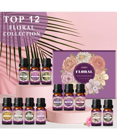 Floral Essential Oils Gift Set - 12 x 10ml Bottles for Aromatherapy and Candle Making - Buy Online on GoSupps.com