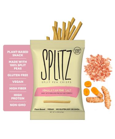 SPLITZ Split Pea Crisps (05 - Himalayan Pink Salt (4.5oz) 12ct) Plant-Based, Organic, Non-GMO, Vegan, Gluten-Free, Superfoods, Healthy Snack for Kids and Adults, High Protein, High Fiber, 110 Calories