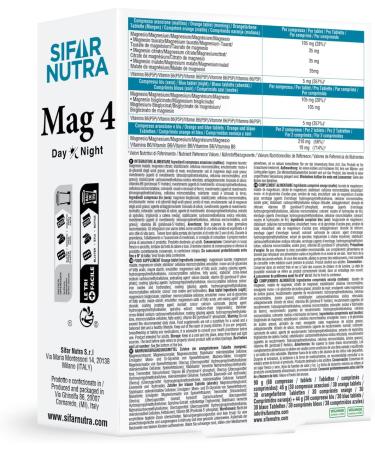 Sifar Nutra Mag 4 Day & Night | Complete Magnesium | Four Elemental Magnesium Salts & Vitamin B6 | Stress and Fatigue Supplement | Gluten and Lactose Free | Day and Night Tablets | 60 Tablets - Buy Online on GoSupps.com
