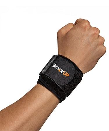 BraceUP Wrist Compression Strap and Support One Size Adjustable 