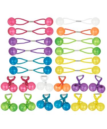 Expressions 24pc Large Elastic Hair Ties with Balls Collection - Brightly Colored Marble Finish Ponytail Holders for Girls - Twinbead Bubble Cute Hair Ties for Toddler Access - Buy Online on GoSupps.com