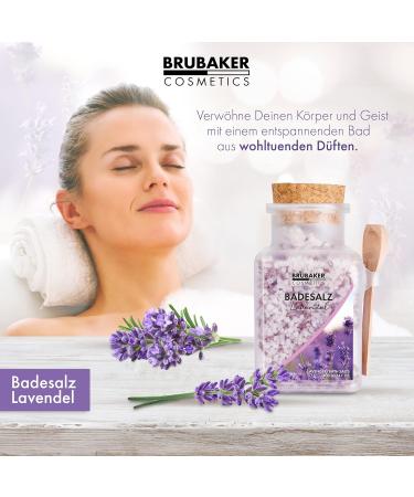Brubaker Swimming Salt 3x400g - Lavender Fragrance - Wellness Bathing Additive with Flowers & Natural Extracts - Relaxation & Body Care with Wood Measuring Spoon - Buy Online on GoSupps.com