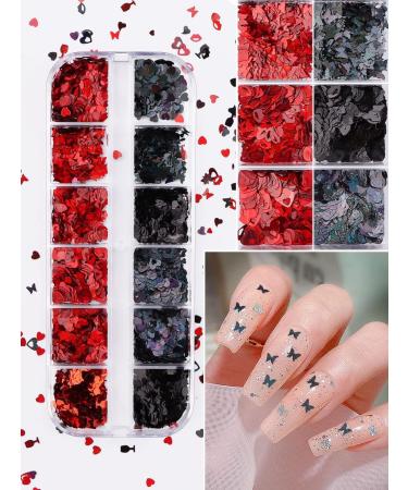 Kalolary Valentine's Day Nail Art Sequins | Heart & Lip-Shaped Holographic Flakes for Manicure & Body Decoration - 2 PCs - Buy Online on GoSupps.com