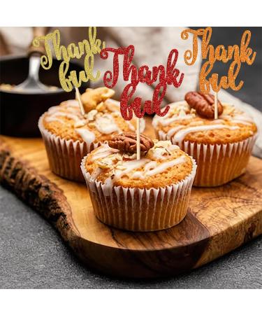 36 Pack Thankful Cupcake Toppers Glitter Thank You Cupcake Picks Thanksgiving Day Cupcake Decorations for Happy Thanksgiving Day Theme Wedding Birthday Party Supplies Multi 2-colorful - Buy Online on GoSupps.com