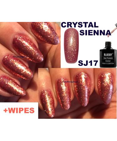 Bluesky Crystal Sienna SJ17 Bronze Rose Gold Fine Glitter Nail Gel Polish UV LED Soak Off - Buy Online on GoSupps.com