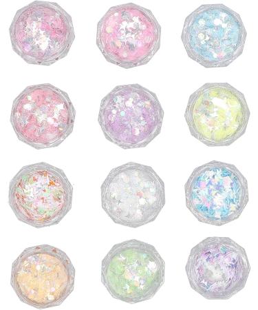 12 Jars Nail Art Glitter Sequins Set DIY Nail Art Stickers Manicure Decoration for Face Body Glitters Makeup Party Masquerade - Buy Online on GoSupps.com