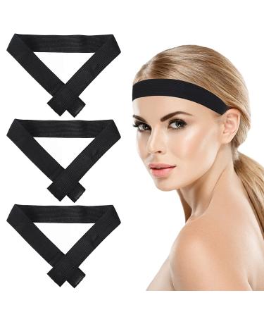 Sibba 3 packs of wigs Fixed holding of hair wigs location and place 3cm black nylon edges hair bands Space lock front melting edge Lying scarf adjustable hairstyle holder