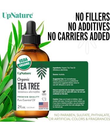 UpNature Organic Tea Tree Oil - 100% Pure Essential Oil for Skin Hair & Toenails - 2oz (Pack of 1) - International Shipping Available - Buy Online on GoSupps.com