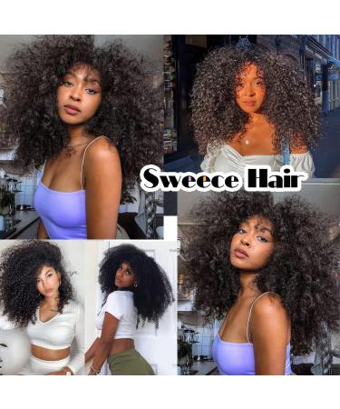 Sweece Long Curly Afro Wig with Bangs for Black Women - 18 Inch Black Kinky Curly Hair Synthetic Wig - Buy Online on GoSupps.com