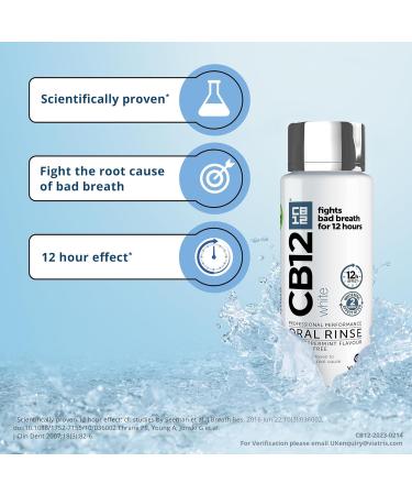 CB12 White Mouthwash - Whiter Teeth & Pleasant Breath 12 Hours - 250ml (Pack of 1) - Buy Online on GoSupps.com