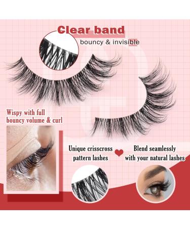 Goddvenus Russian Strip Lashes - Cat Eye Wispy False Eyelashes for Natural Volume (33C) - Buy Online on GoSupps.com