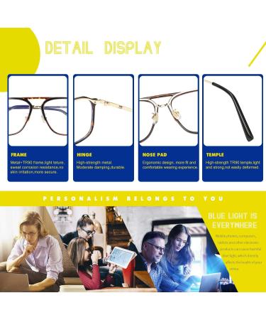 Buy DUCO Retro Square Aviator Blue Light Glasses for Men | Oversized 70s Vintage Double Bridge Blue Ray Blocking Eyewear - Perfect for Computer Use - Buy Online on GoSupps.com