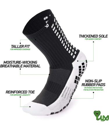 LUX Anti-Slip Soccer Socks - Non-Slip Sports Grip Pads - Black - Buy Online on GoSupps.com