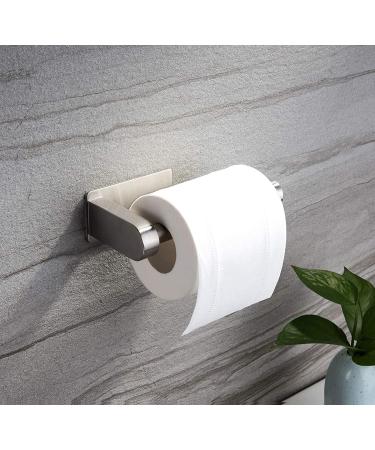 YIGII Self Adhesive Toilet Paper Holder - Stainless Steel Brushed Stand | No Drilling Bathroom Tissue Holder - Silver - Buy Online on GoSupps.com