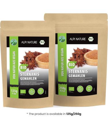 Alpi Investment OOD BIO star anise ground 125g organic star anise pods star anise powder from controlled organic cultivation 100 natural no additives star anise powder star anise - Buy Online on GoSupps.com