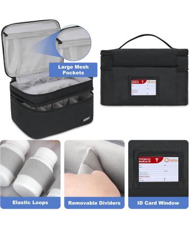 Medicine Storage Bag | Double Layer Pill Organizer with Lockable Zipper | Adjustable Divider for Pills & Medical Supplies - Travel Carrying Bag in Black - Buy Online on GoSupps.com
