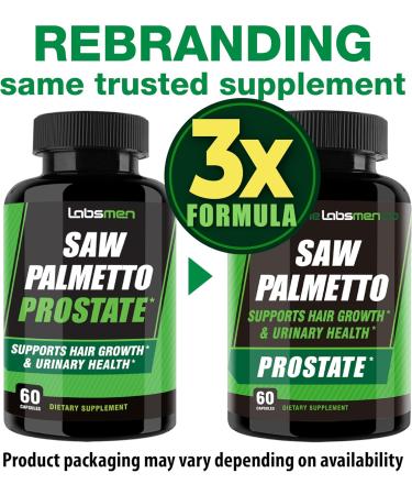 3X Formula Natural Prostate Health Supplements for Men - Saw Palmetto Reduce Nighttime Bathroom Trips + Hair Growth/Hair Loss Prevention 2-Mons (60 Count (Pack of 1)) - Buy Online on GoSupps.com