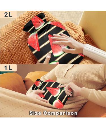 Naanle Watermelon Stripes Heat Bottle 1L with Cover | Transparent Hot Water Bottle for Bed Hand & Foot Warmer | Pain Relief & Cold Therapy - Buy Online on GoSupps.com