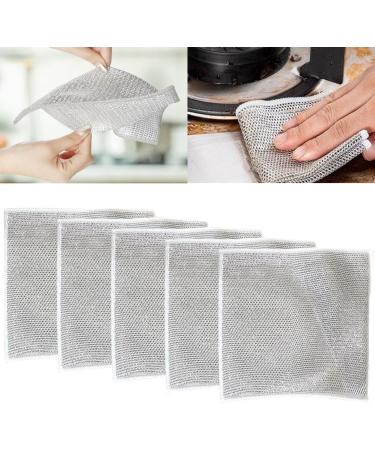 ALHFZJ Multifunctional Non-Scratch Wire Dishcloth -Steel Wire Dish Towel for Wet and Dry Wire Dishcloth for Dishes Sinks Counters Tops of Stoves 5pcs