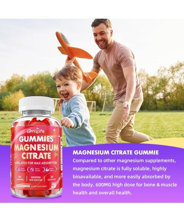 Magnesium Citrate Gummies 600mg for Women Men High Absorption Magnesium Supplement Gummies for Calm Relaxation Muscle Health Vegan Strawberry Flavor 60 Count 60 Count (Pack of 1) - Buy Online on GoSupps.com