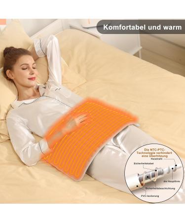 Heating Cushion 30x60cm - Soft Flannel Heat Cushion for Back Neck & Stomach with Automatic Shutdown - Silver Gray - Buy Online on GoSupps.com