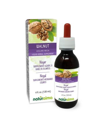 Naturalma Walnut (Juglans regia) Hull of The Fruit or Pericarp (Walnut Husk) and Leaf Alcohol-Free Tincture - 4 fl oz Liquid Extract in Drops - Herbal Supplement - Vegan Alcohol-free 4 Fl Oz (Pack of 1)