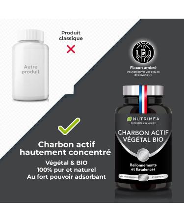 PURECOAL Organic Activated Carbon - Patented Vegetable Charcoal - Made from French Chestnut Wood - Against Bloating Flatulence Swollen Belly - 60 Vegan Capsules - Nutrimea - Buy Online on GoSupps.com