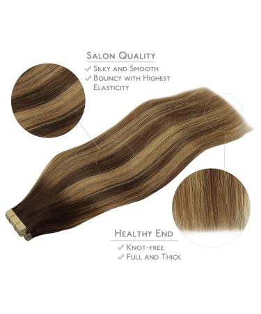 Buy If-alife 20pcs 30g 25cm Balayage Chocolate Brown to Caramel Blonde Remy Invisible Tape Extensions - Silky Straight Skin Weft Hair Extensions - Buy Online on GoSupps.com