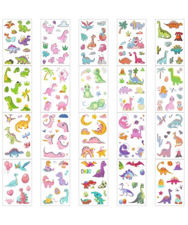 182 Pcs Glitter Dinosaur Temporary Tattoos for Kids - Colorful Dinosaurs Party Supplies by Konsait - Buy Online on GoSupps.com