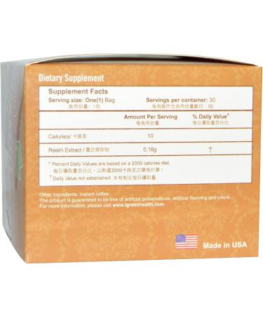 Longreen 2-in-1 Reishi Coffee - 30 Bags (65.4g) | Reishi Mushroom Blend - Buy Online on GoSupps.com