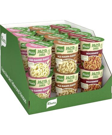 Knorr pasta snack different varieties with delicious instant pasta finished in just 5 minutes 1 serving 24 pieces snack pots (24 cups) bundle with delicious instant noodles